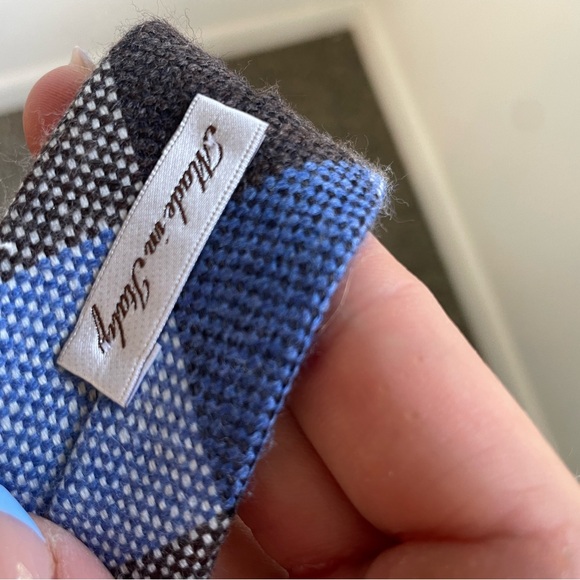 Peter Millar Blue Plaid Knit Wool Tie (J) - Picture 3 of 4